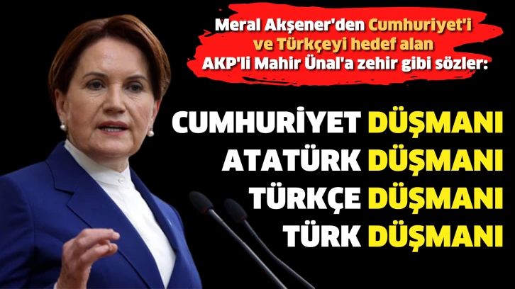 Meral Akşener'den AKP'li Mahir Ünal'a zehir gibi sözler: Cumhuriyet düşmanı, Atatürk düşmanı, Türkçe düşmanı, Türk düşmanı
