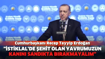 Erdoğan: İstiklal’de şehit olan yavrumuzun kanını sandıkta bırakmayalım