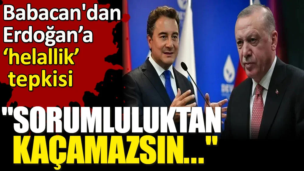 Babacan'dan Erdoğan'a helallik tepkisi. Sorumluluktan kaçamazsın!