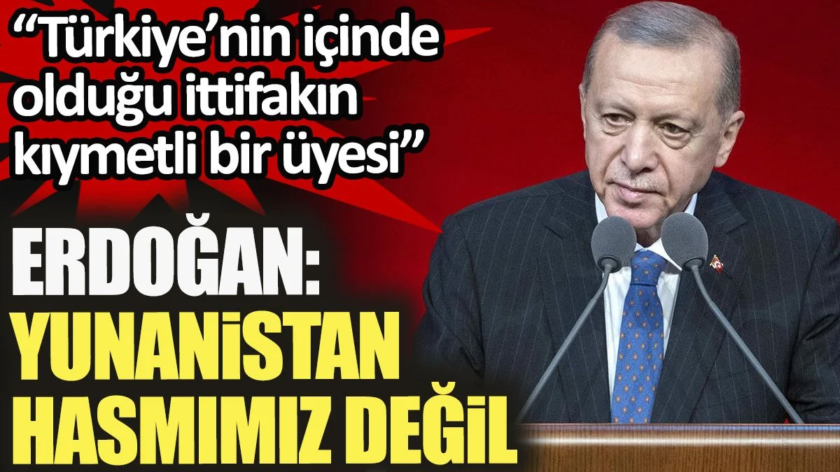 Erdoğan: Yunanistan hasmımız değil. Türkiye'nin içinde olduğu ittifakın kıymetli bir üyesi