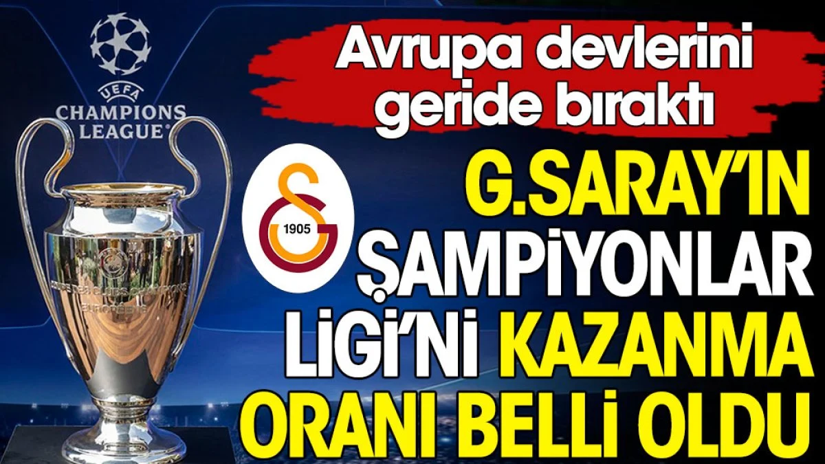 Galatasaray'ın Şampiyonlar Ligi'ni kazanma oranı belli oldu. Avrupa devlerini geride bıraktı