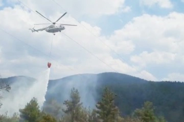Tavşanlı'da orman yangını helikopter desteği ile kısa sürede söndürüldü